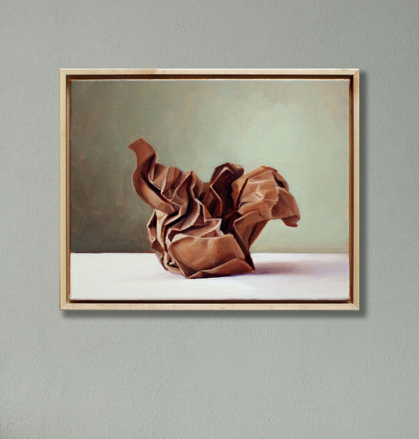 Crumpled Brown Paper Oil Painting – Original Framed Still Life 11x14