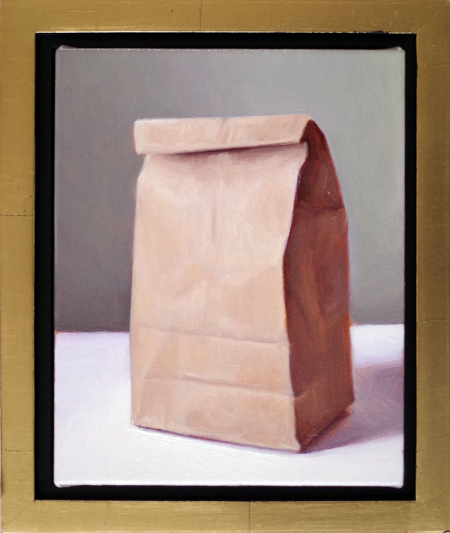 Original oil painting on canvas by James Bursenos 10 x 8 inches | Small Closed Bag