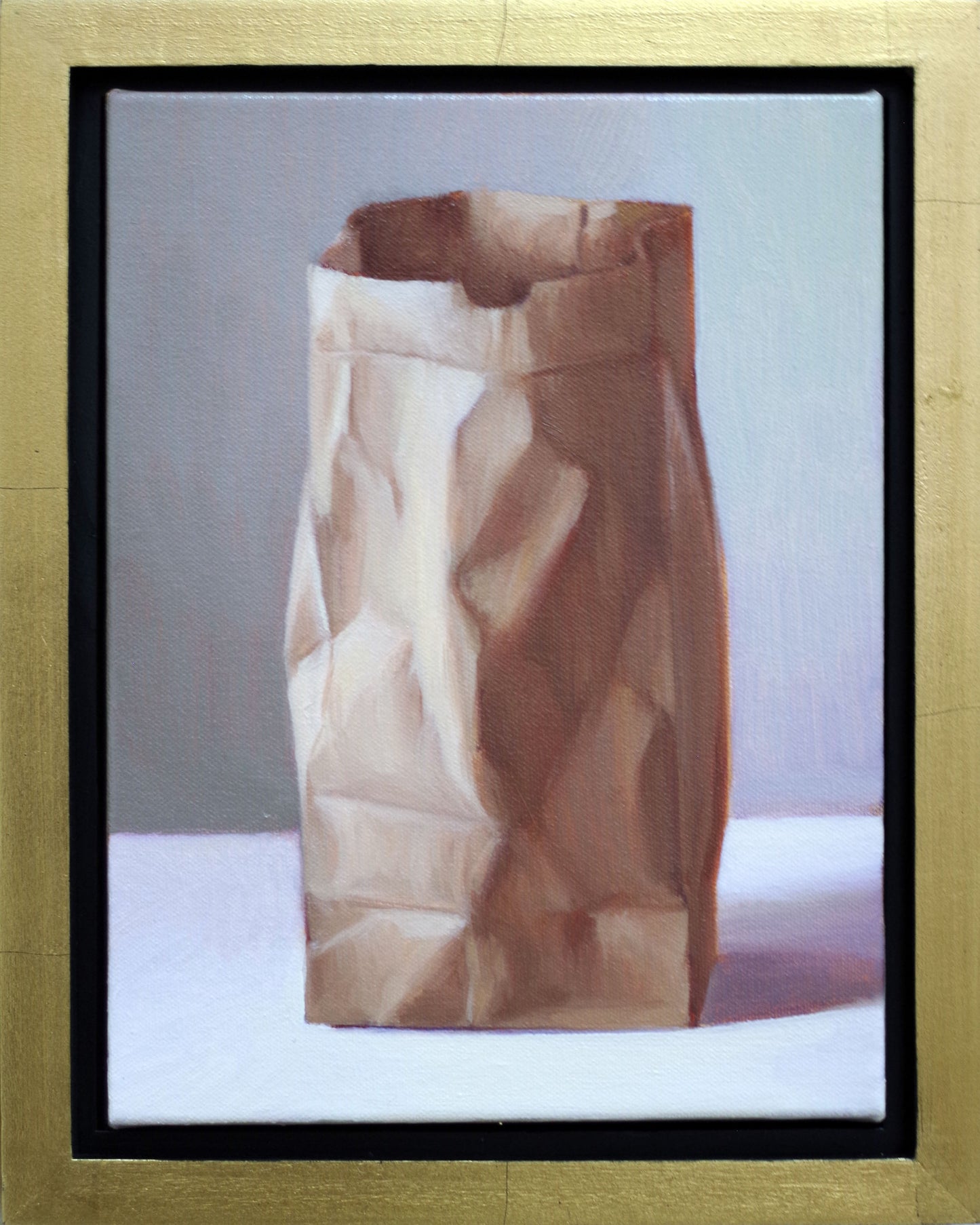 Original oil painting on canvas by James Bursenos 9 x 12 inches | Smallish Paper Bag