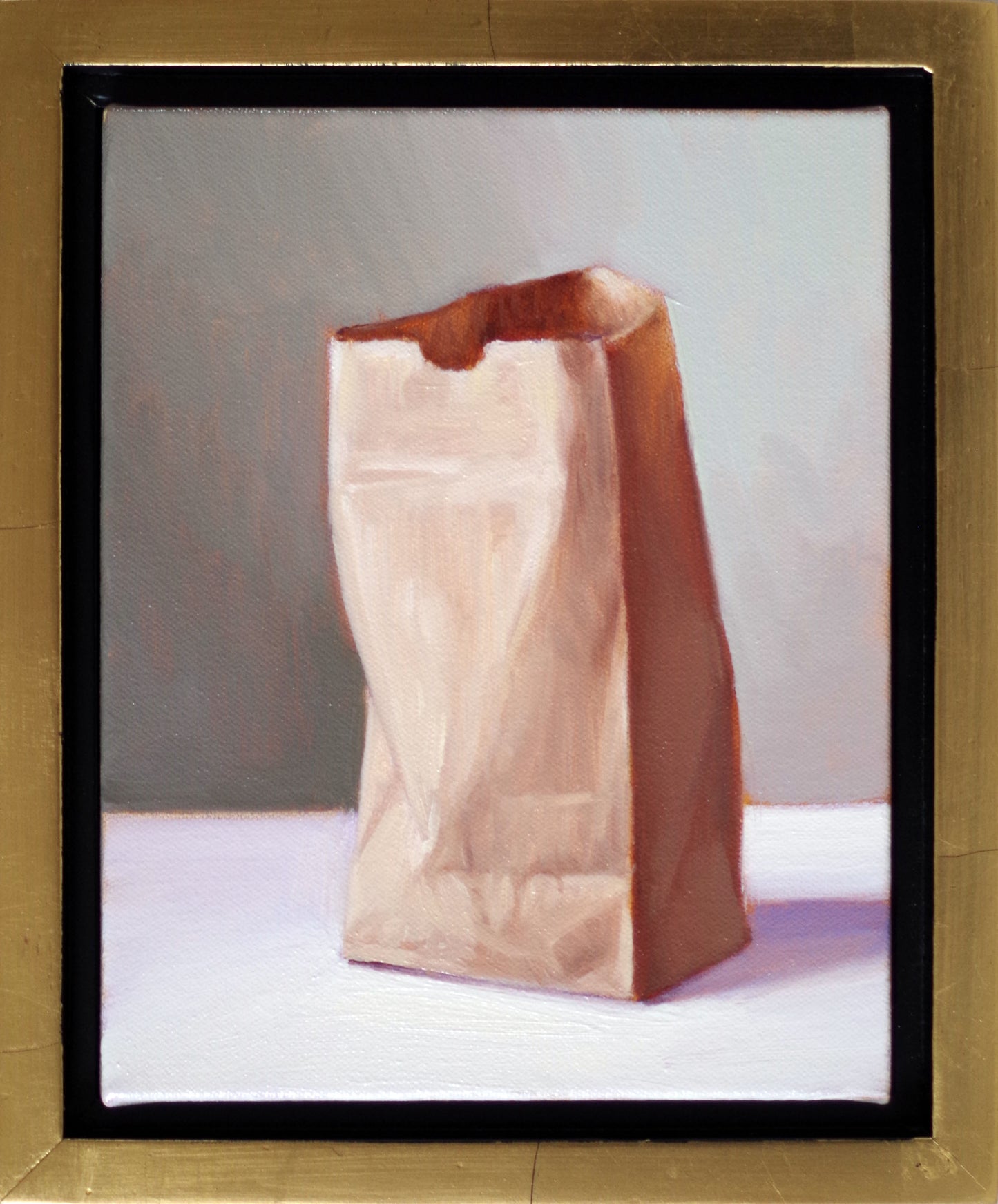 Original oil painting on canvas by James Bursenos 8 x 10 inches | Tiny Bag no. 3