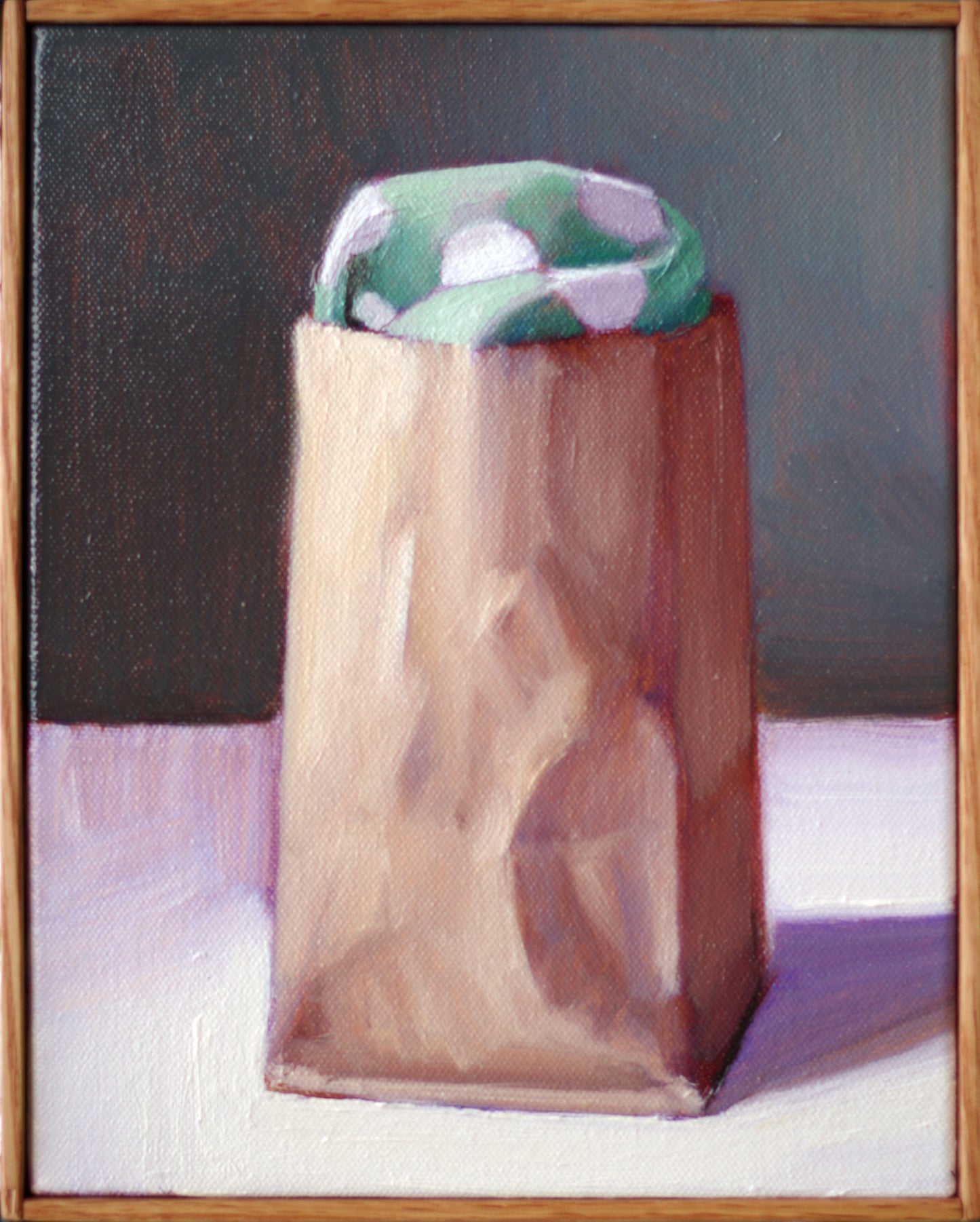 Original oil painting on canvas by James Bursenos 10 x 8 inches | Tiny Bag with Rag