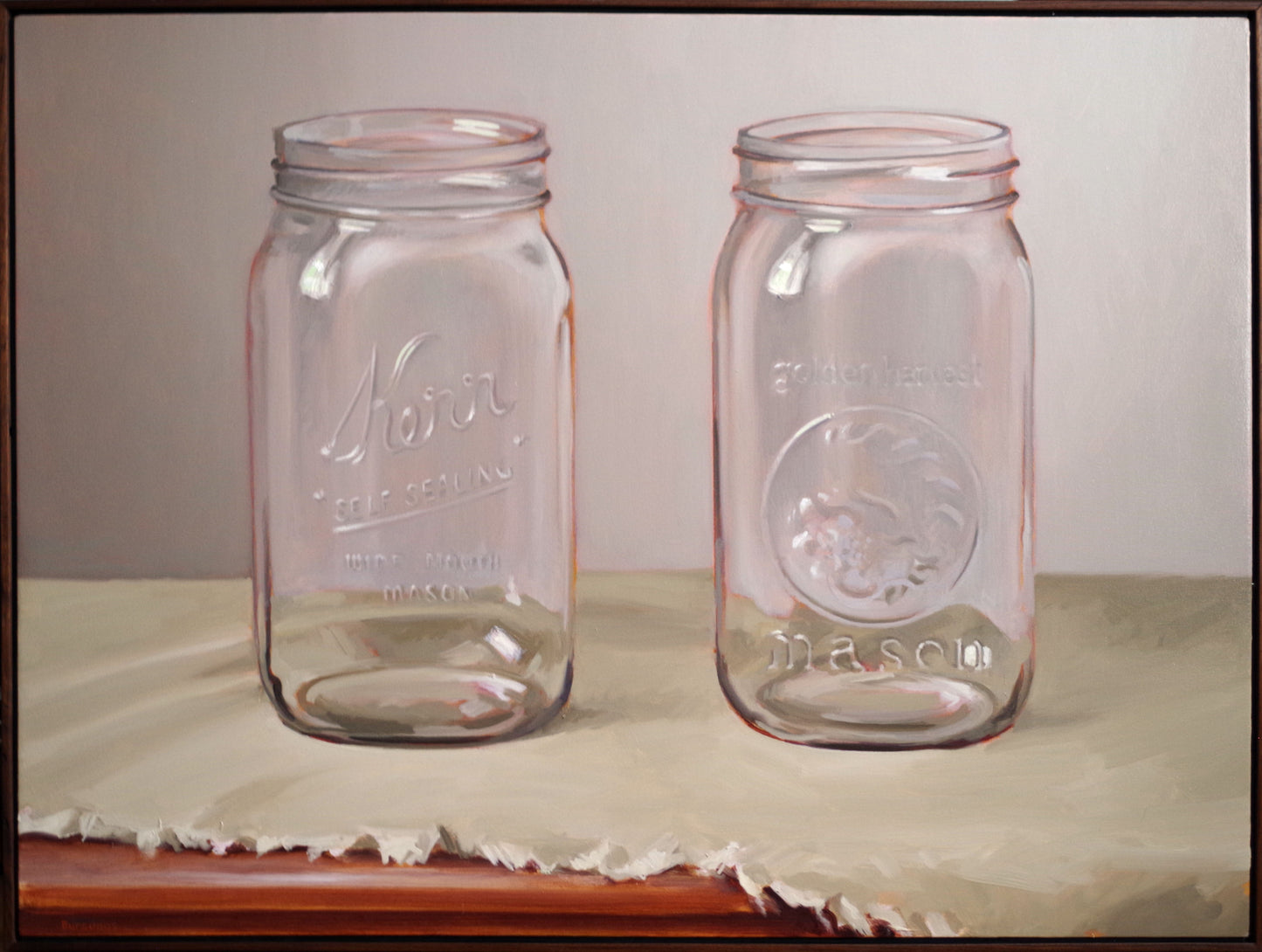 Still Life Painting 36x48 Oil on Canvas | Two Mason Jars