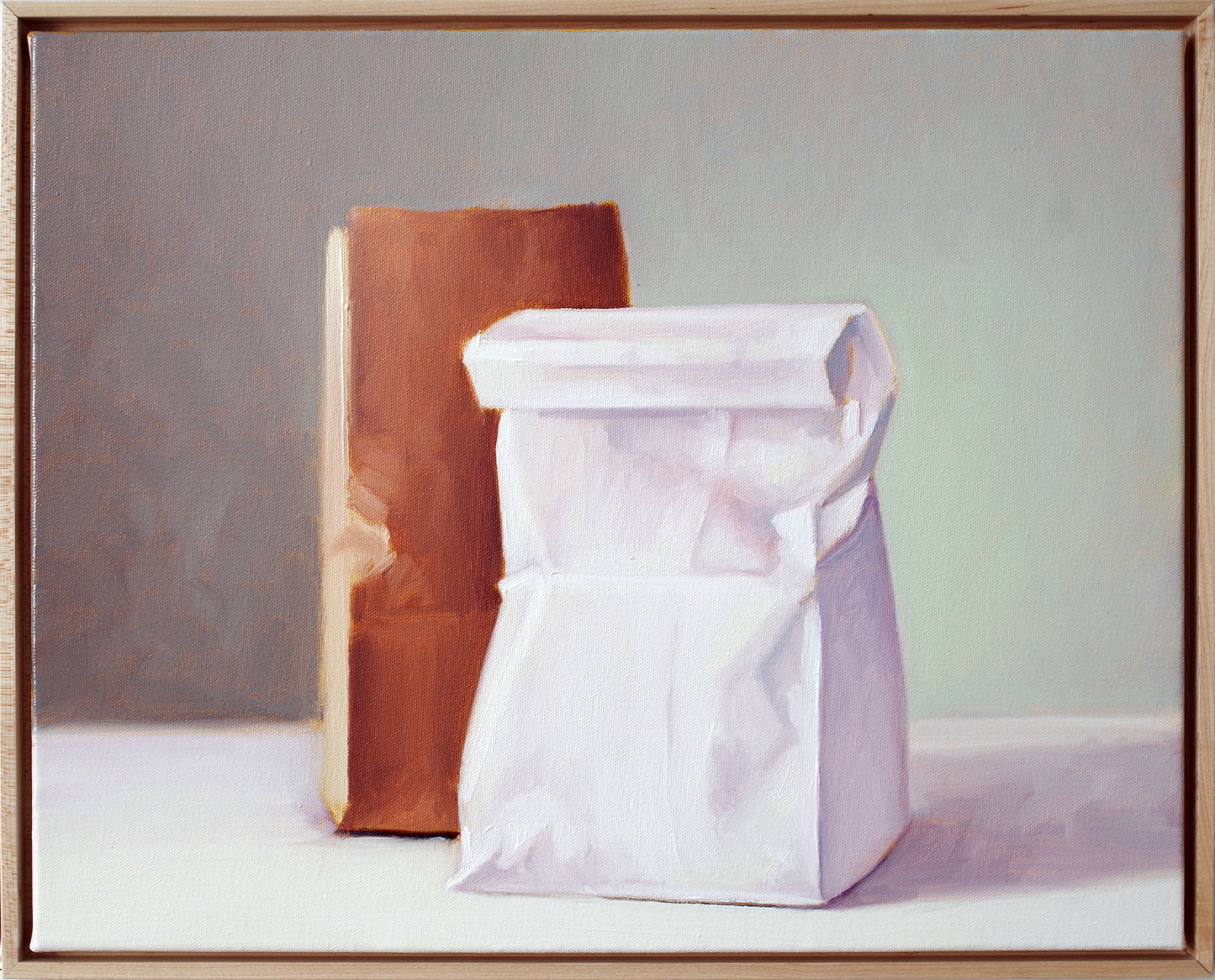 Paper Bags Oil Painting – Original Framed Still Life 16x20