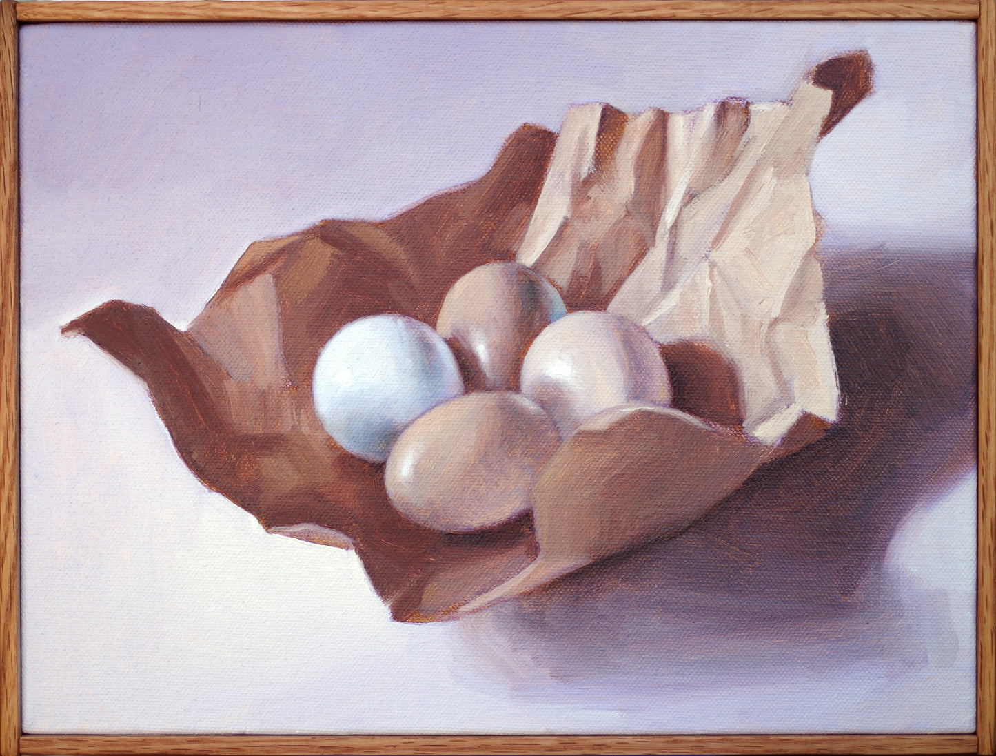 Egg Still Life Painting - Oil on canvas | Eggs in Paper no. 4