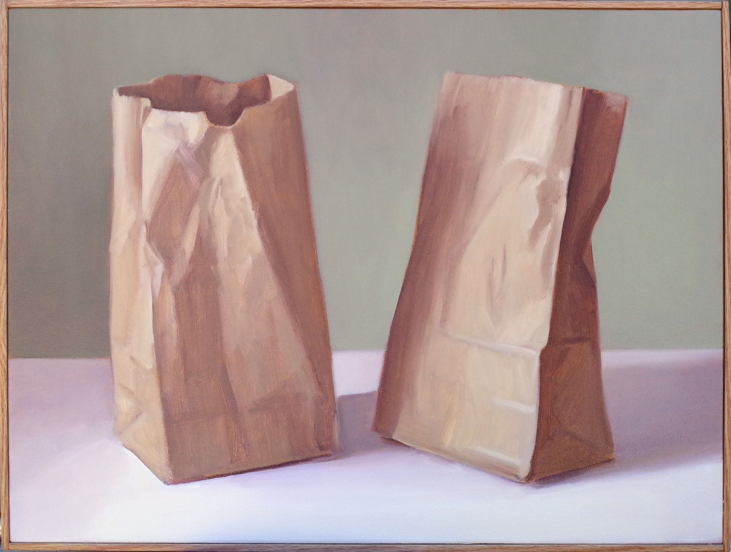 Still Life Painting of Paper Bags - Oil on canvas | Pair of Bags no. 2