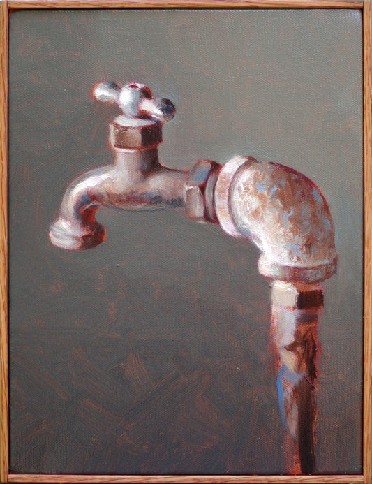 Still Life Painting of Faucet - Oil on Canvas, 9x12 in. | Ancient Faucet