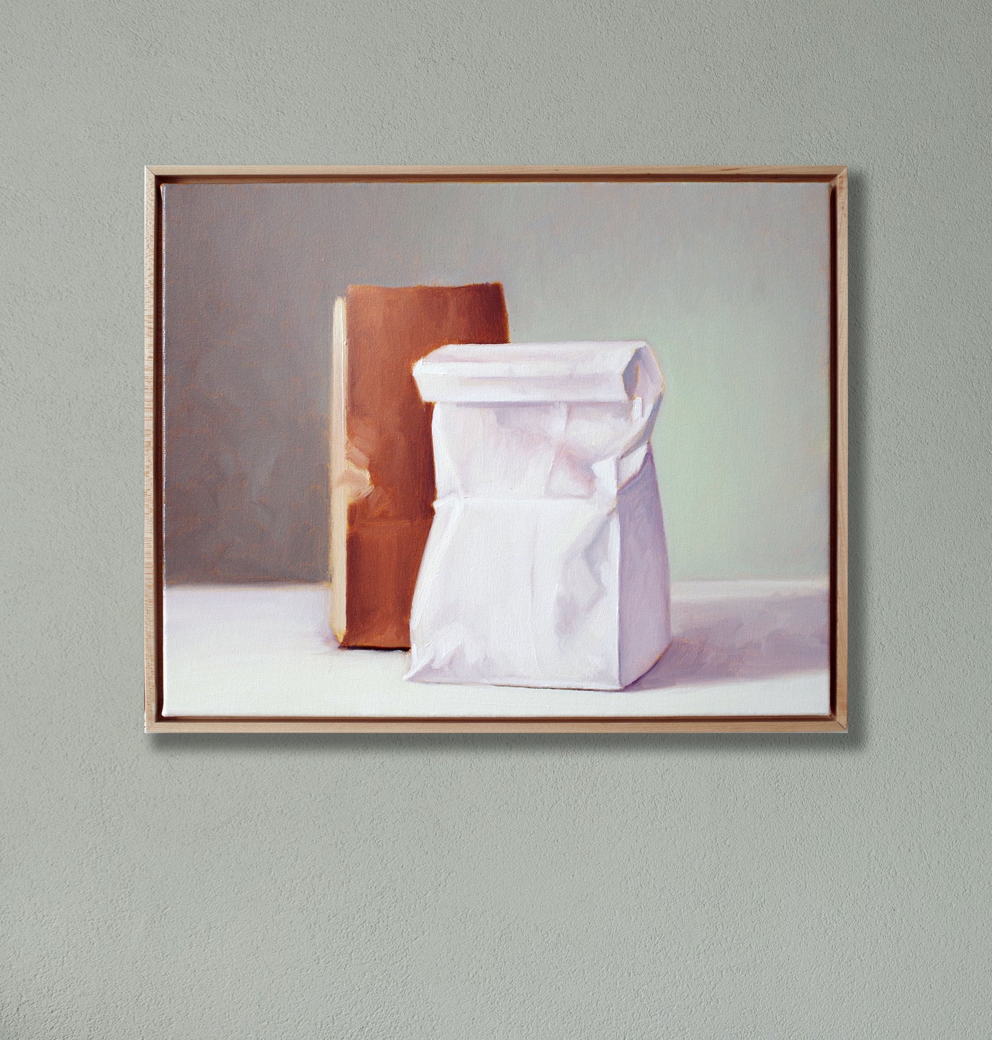 Paper Bags Oil Painting – Original Framed Still Life 16x20