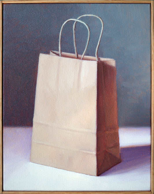 Still Life Painting of Shopping Bag - Oil on Canvas | Bag with Handles