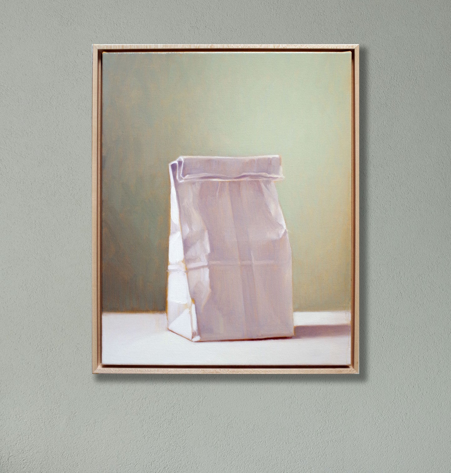 White Bakery Bag Oil Painting – Original Framed Still Life 16x20