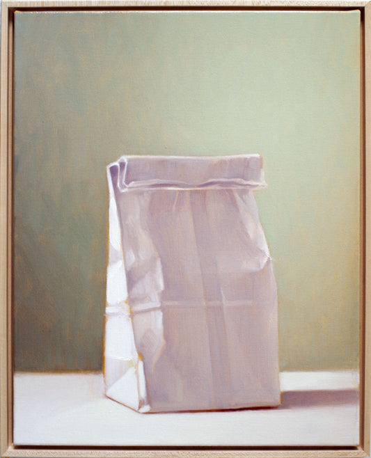 White Bakery Bag Oil Painting – Original Framed Still Life 16x20