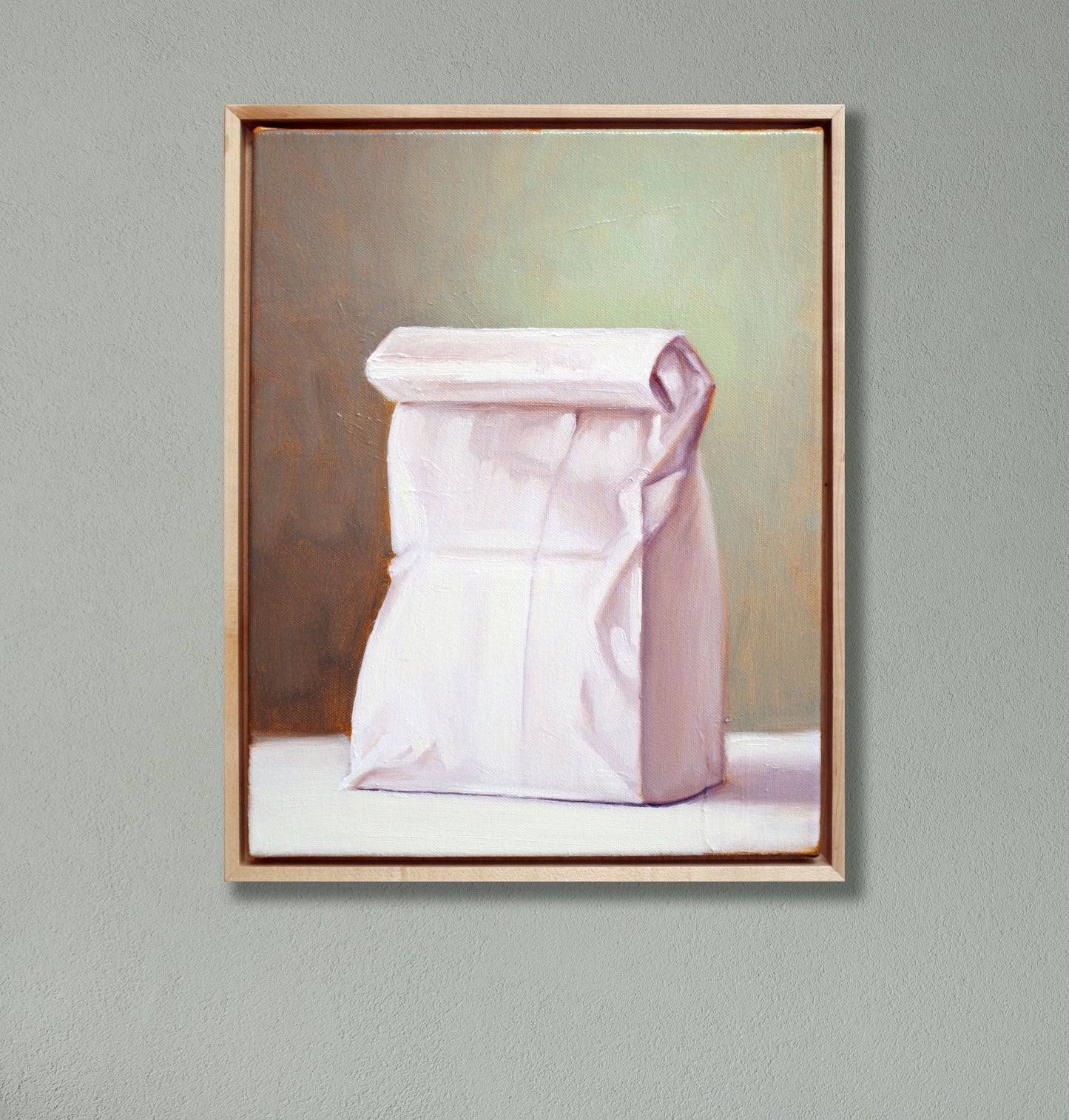 White Bakery Bag Oil Painting – Original Framed Still Life 11x14