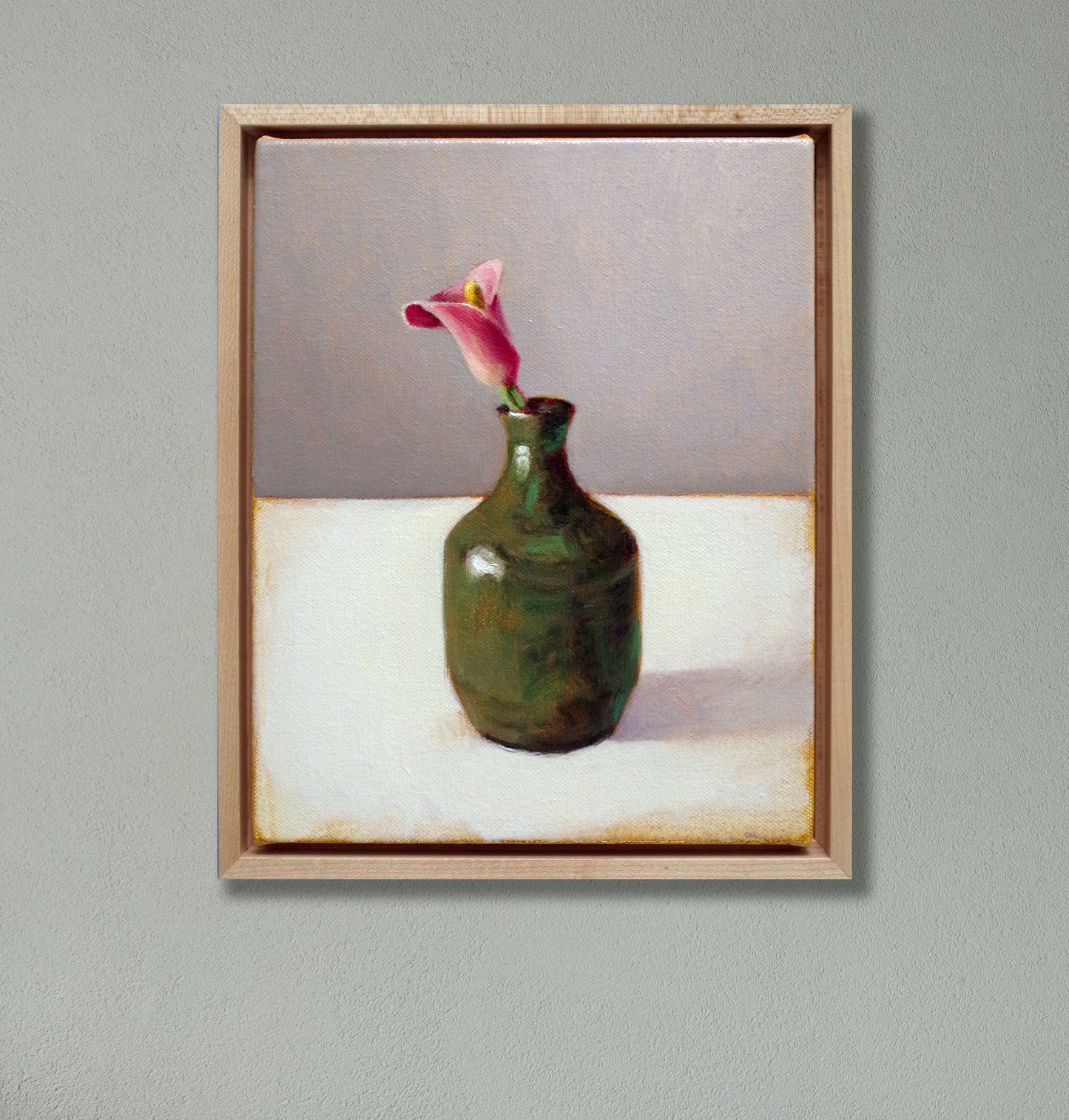 Calla Lily in Vase Oil Painting – Original Framed Still Life 8x10