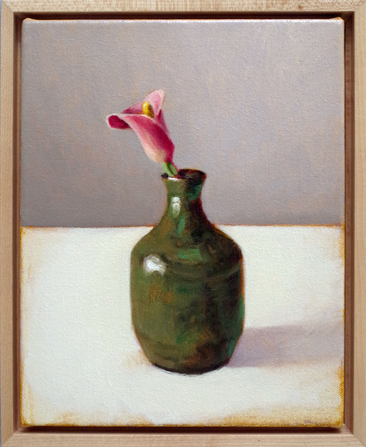 Calla Lily in Vase Oil Painting – Original Framed Still Life 8x10