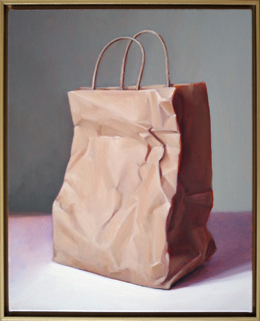 Original oil painting on canvas by James Bursenos 20 x 16 inches | Crinkled Bag