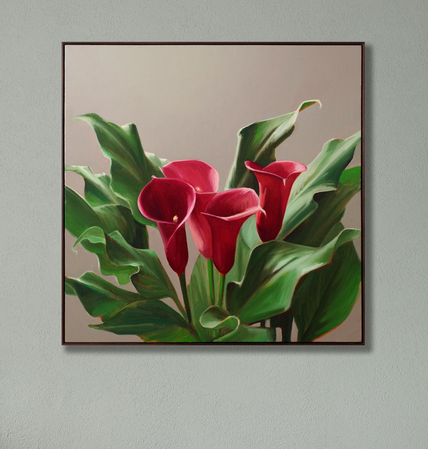 Floral Still Life Painting 40x40 Oil on Canvas | Exuberant Calla Lilies