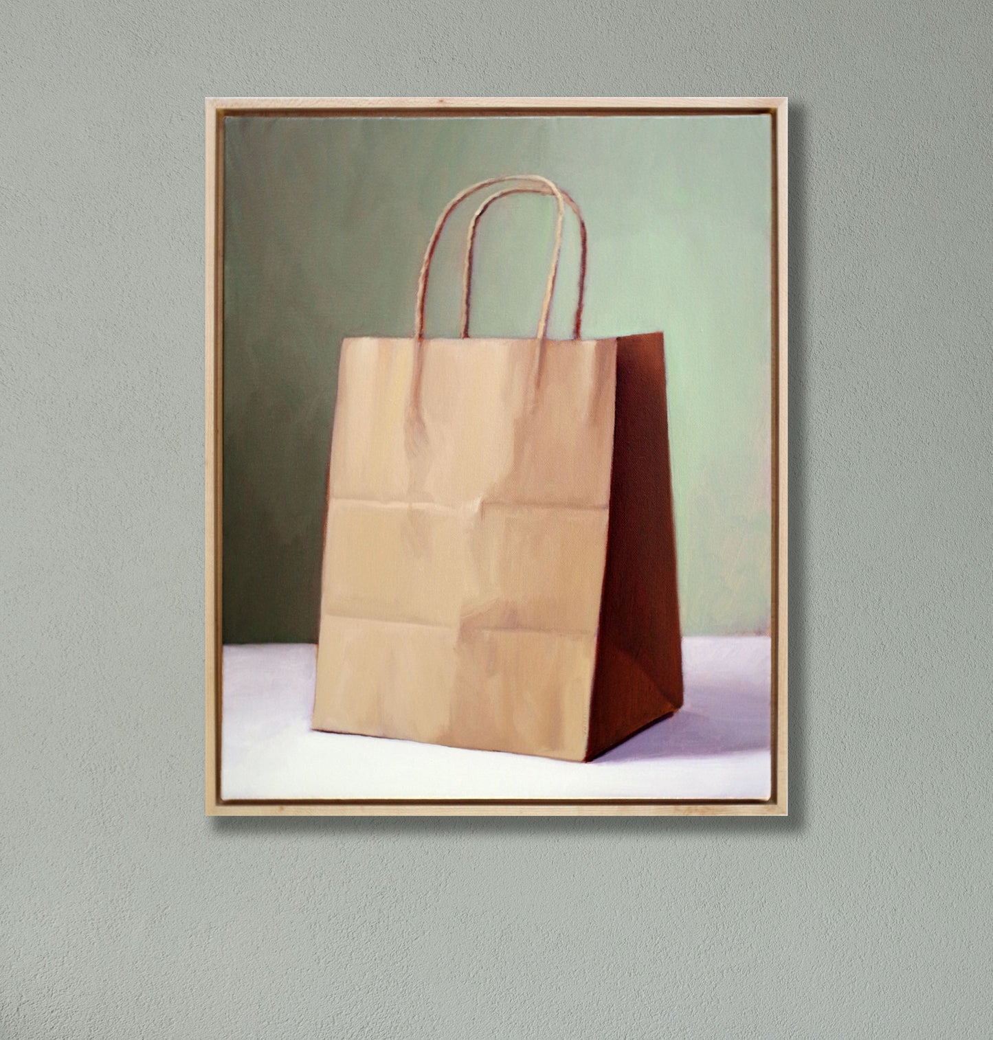 Brown Bag with Handles Still Life Painting 16x20 | Oil on Canvas, Framed