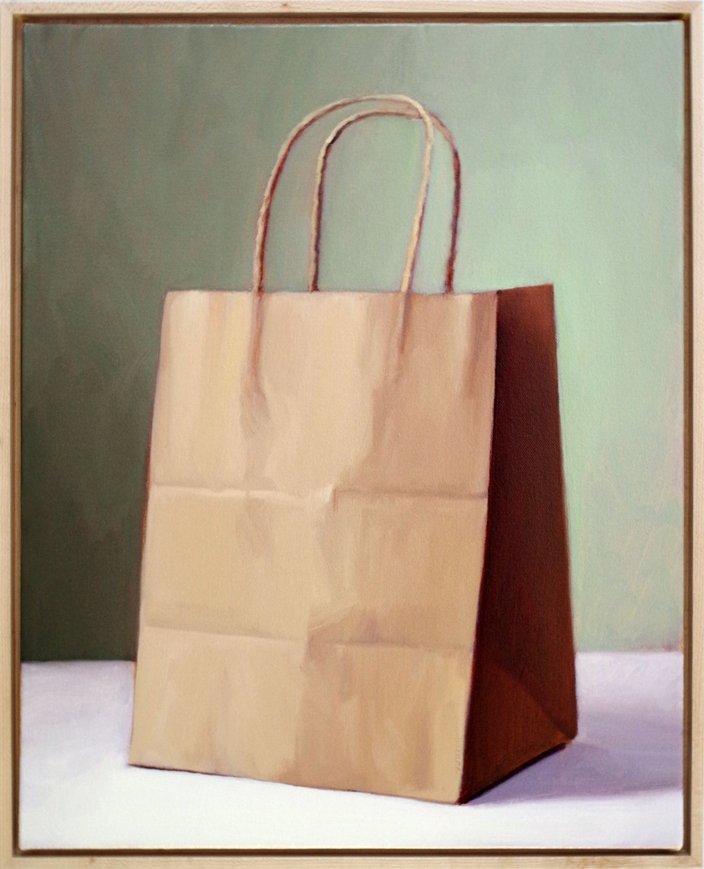Brown Bag with Handles Still Life Painting 16x20 | Oil on Canvas, Framed