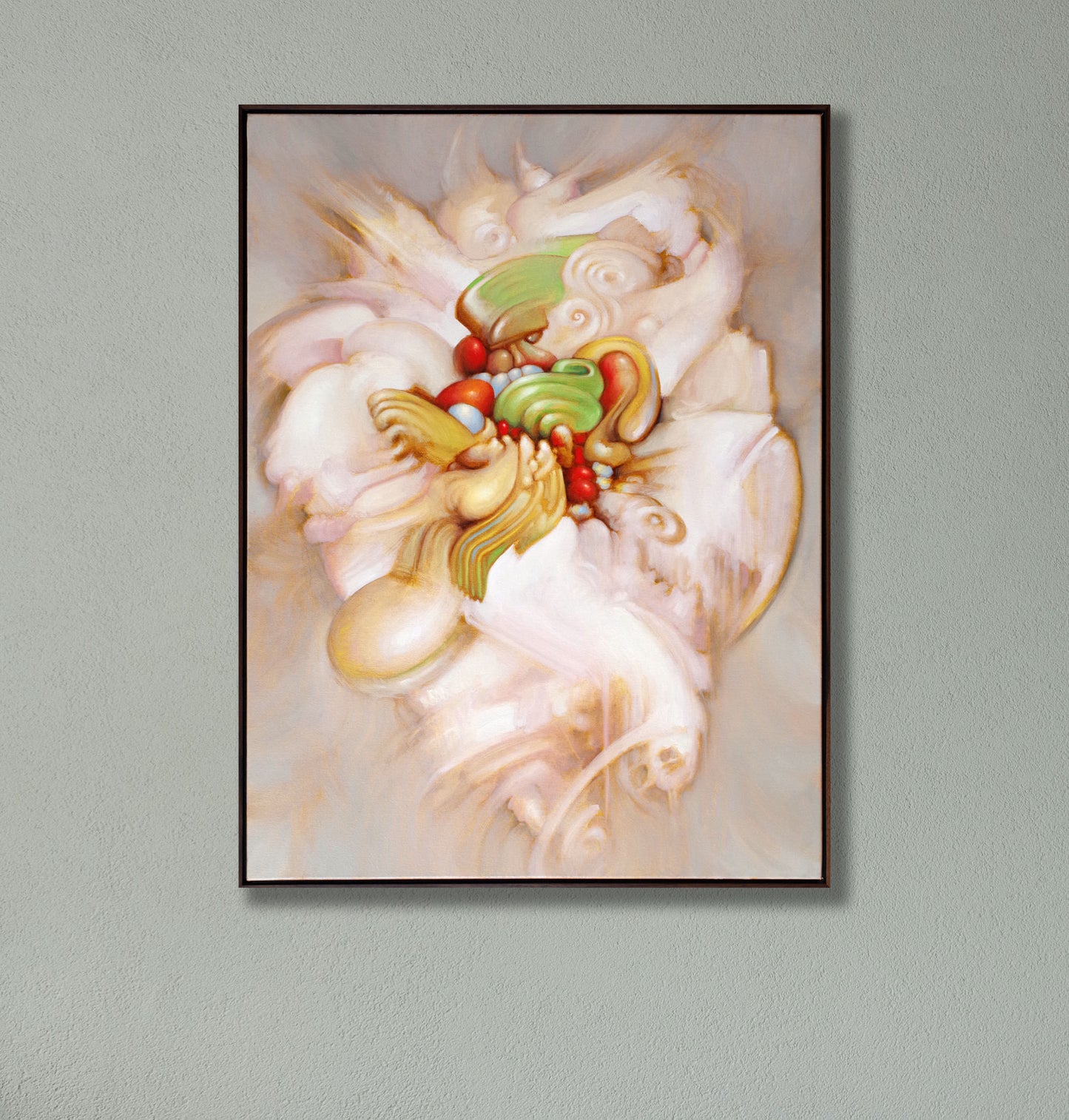 Nested Holarchy of Joyful Occasions Oil Painting – Original Framed Surrealist Art 30x40