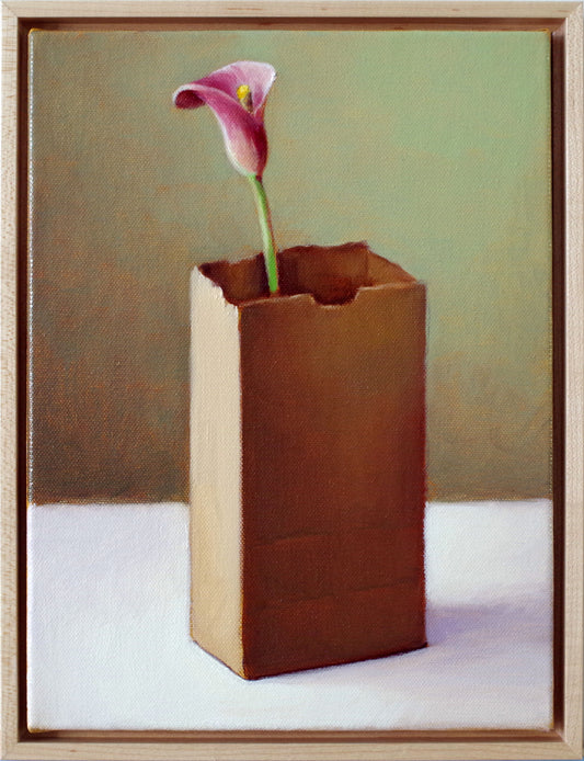 Original Oil Painting, Still Life (8x10) | Calla Lily in Ceramic Vase