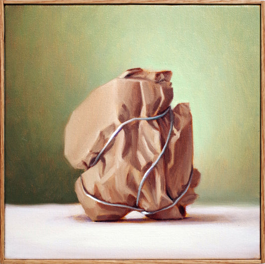 Still Life Painting 12x12 Oil on Canvas | Paper with Wire