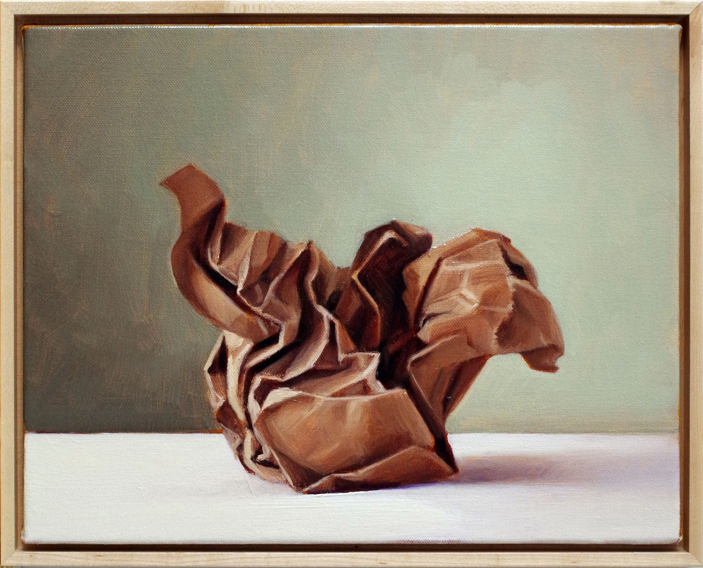 Crumpled Brown Paper Oil Painting – Original Framed Still Life 11x14