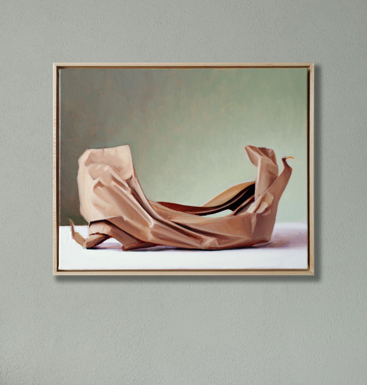 Crinkled Brown Paper Oil Painting – Original Framed Still Life 16x20