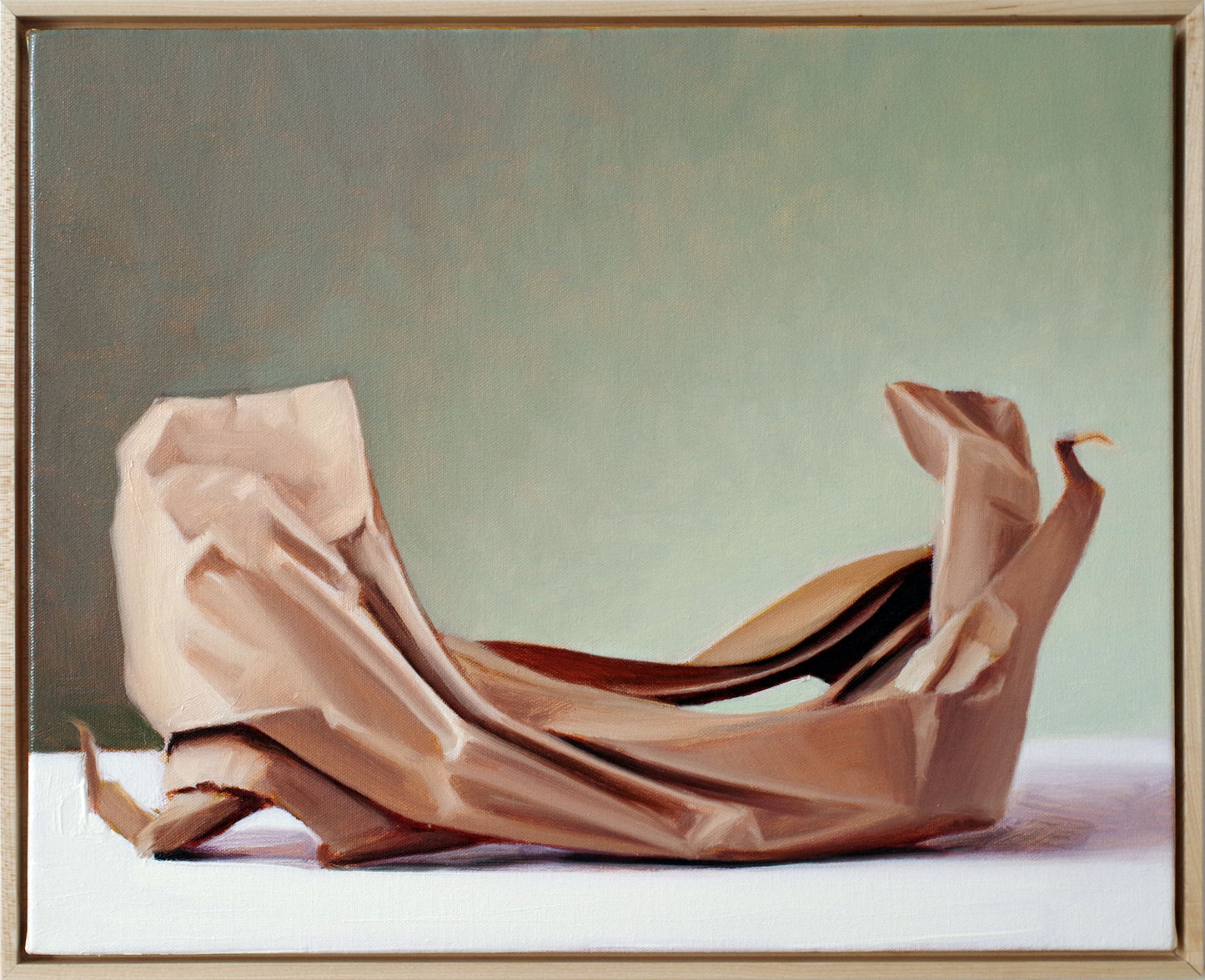 Crinkled Brown Paper Oil Painting – Original Framed Still Life 16x20