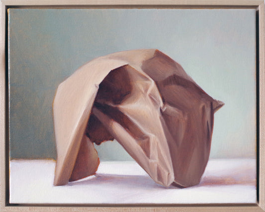 Crumpled Brown Paper Oil Painting – Original Framed Still Life 11x14