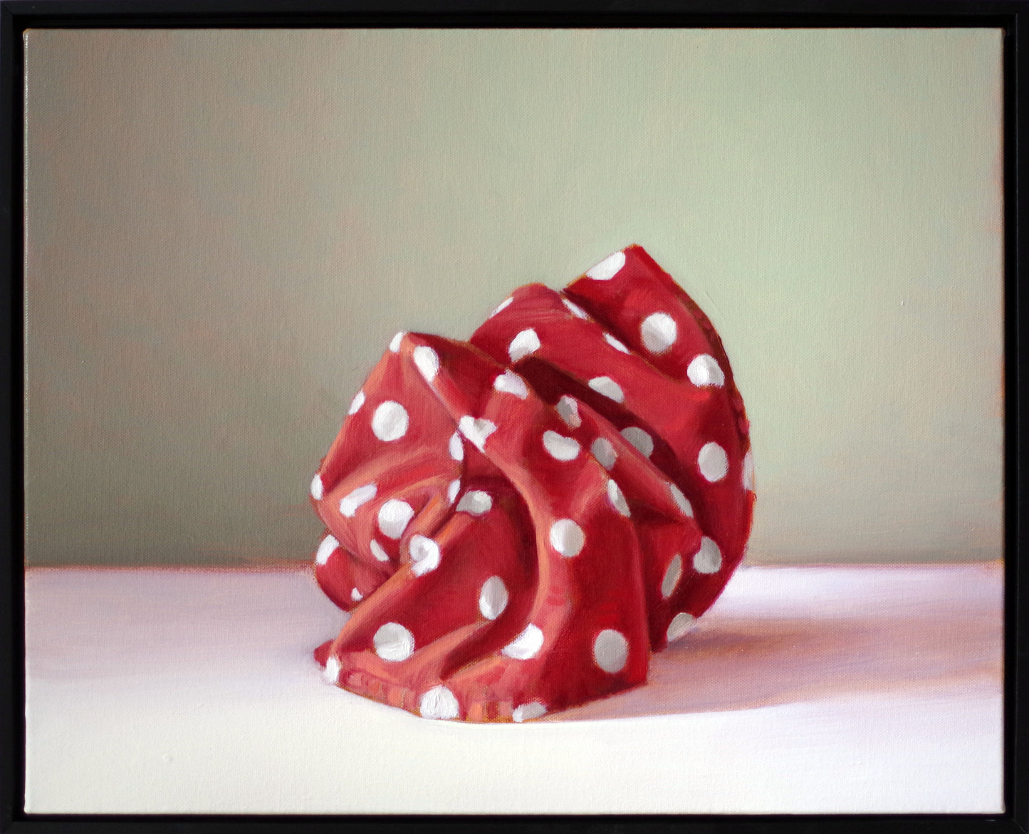 Original oil painting on canvas by James Bursenos 20 x 16 inches | Red and White Polka Dotted Cloth
