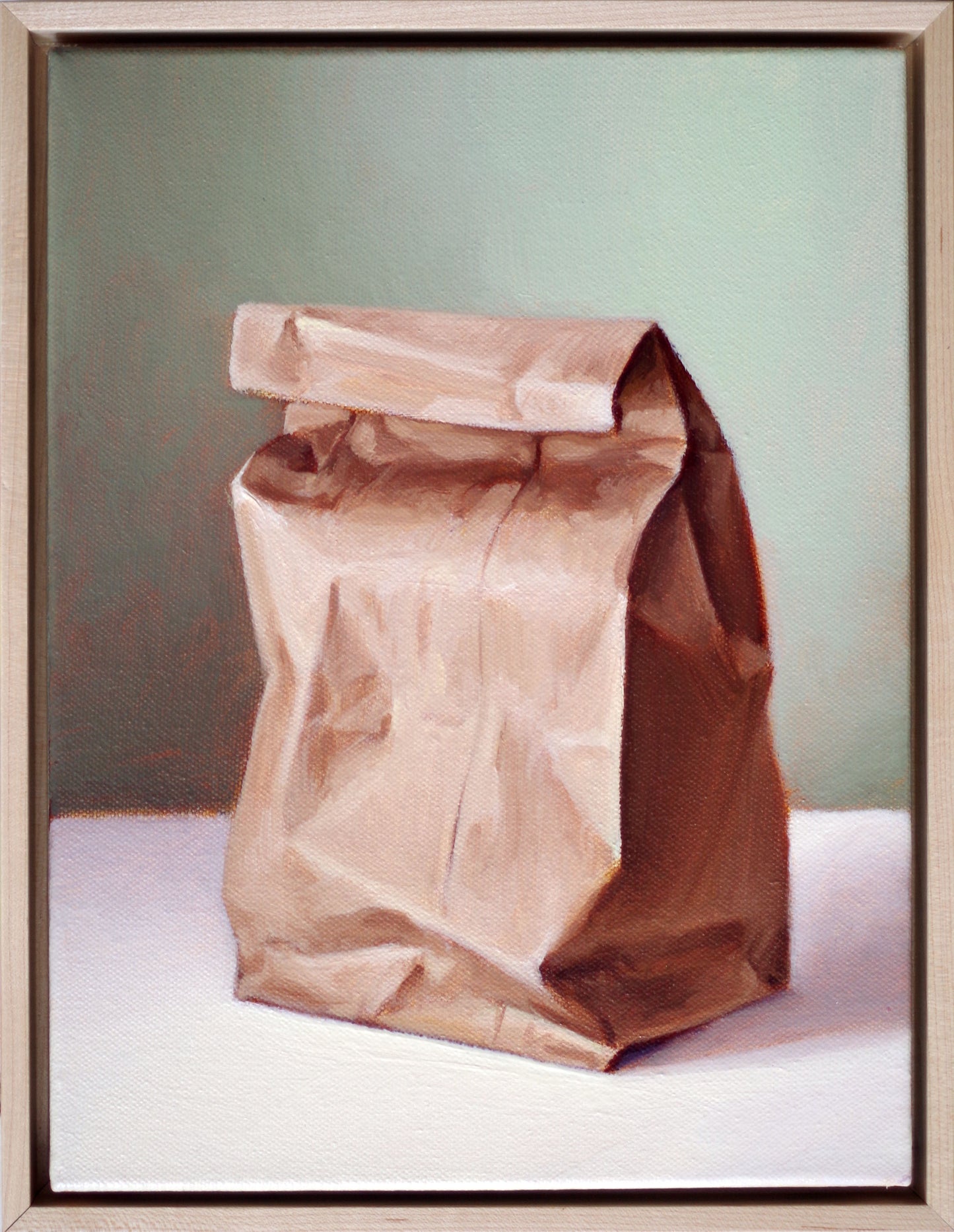 Still Life Painting 9x12 Oil on Canvas | Small Closed Paper Bag