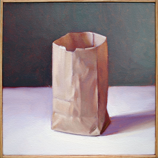 Still Life Painting of a Paper Bag - Oil on Canvas | Tiny Bag