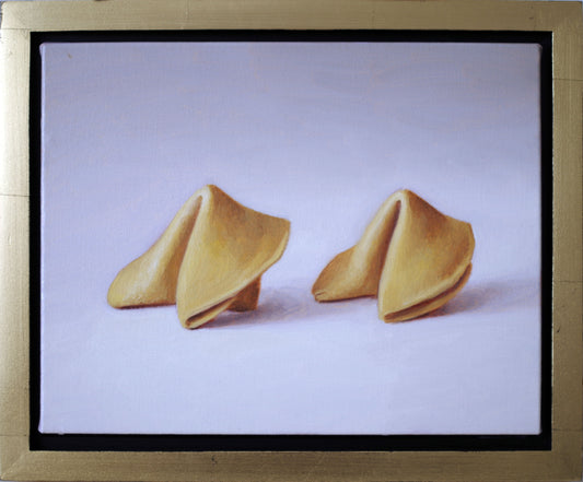 Original oil painting on canvas by James Bursenos 11 x 14 inches | Two Fortune Cookies