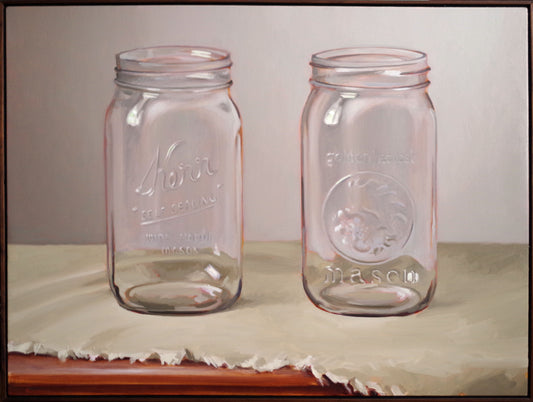Still Life Painting 36x48 Oil on Canvas | Two Mason Jars