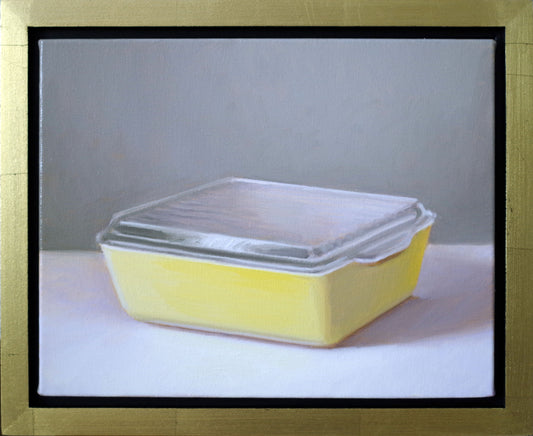 Original oil painting on canvas by James Bursenos 11 x 14 inches | Yellow Pyrex Dish